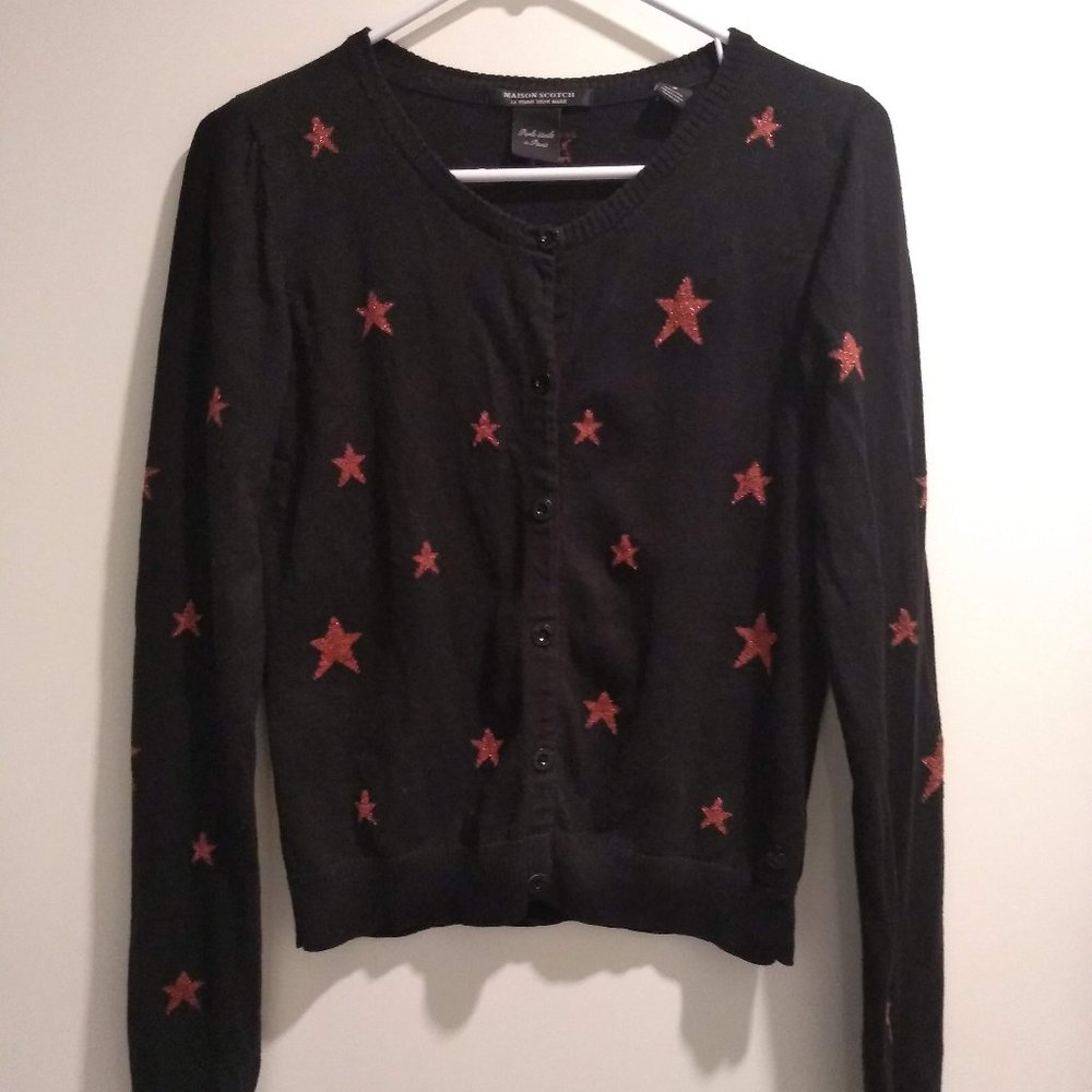 Maison Scotch - Black Cardigan with Stars, Sz 2(S)